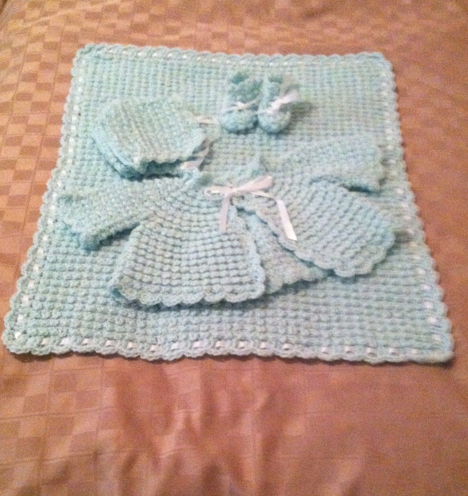 Newborn Baby Girl Mint Green Layette Set