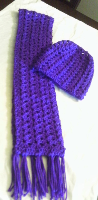 Purple Child's Hat & Scarf Set